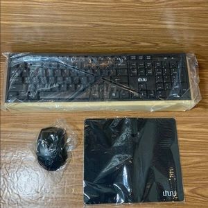 UHURU Black Wireless Keyboard and Mouse Combo, 2.4G USB Keyboard